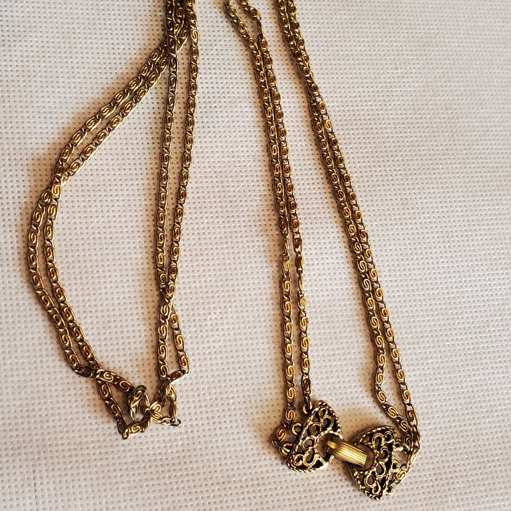 Gold Tone S-Link Layered Bow Necklace Simple Style
